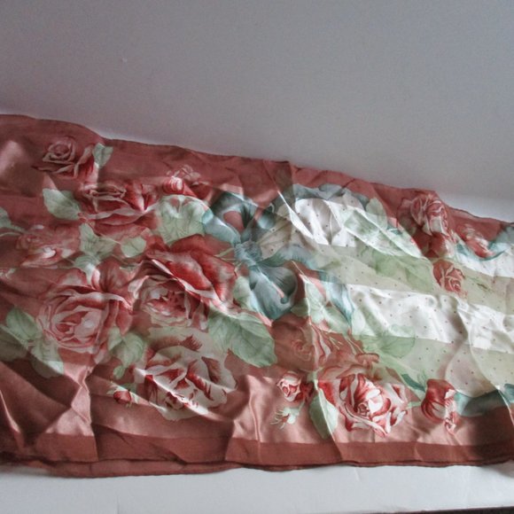 *Adrienne Vittadini Pastel Mauve, Cream and GreenSemi Sheer Floral Scarf - Picture 4 of 5